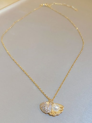 Shell O-shaped Chain Gold Titanium Steel Cubic Zirconia Irregular Trend Necklace