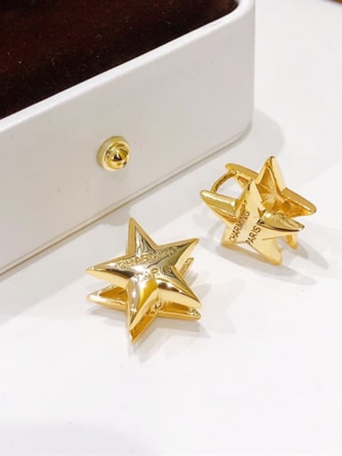 Brass Pentagram Minimalist Huggie Earring