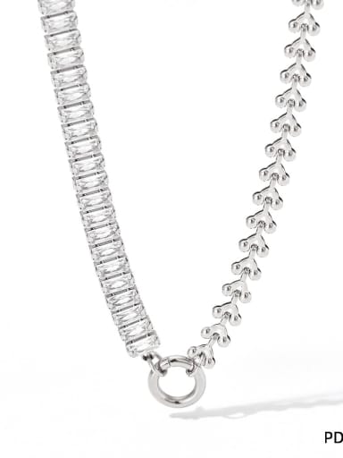 Stainless steel Trend Geometric Cubic Zirconia Bracelet and Necklace Set