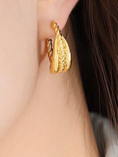 F728 Gold Earrings Brass Geometric Vintage Stud Earring