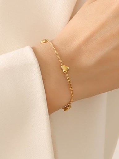 E317 gold bracelet 15 +5cm Titanium Steel Minimalist Heart Bracelet and Necklace Set