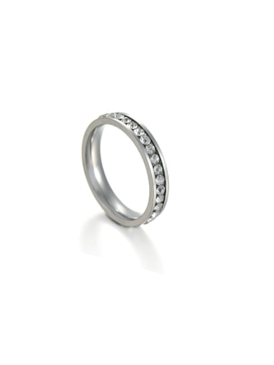 Stainless steel Rhinestone Round Minimalist Band Ring