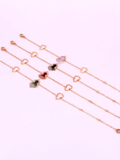 Titanium Steel Enamel Heart Minimalist Link Bracelet