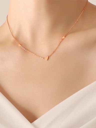 P647 rose gold necklace 40+ 5cm Titanium Steel Heart Minimalist Necklace