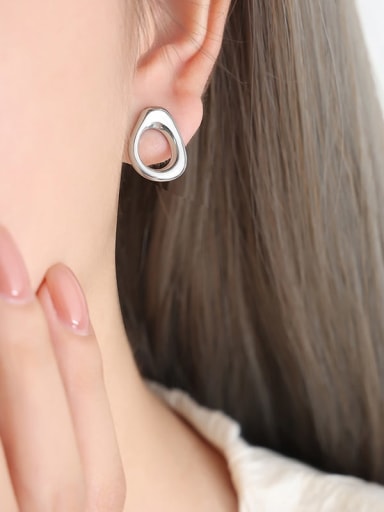 F943 Steel Color Earrings Titanium Steel Geometric Trend Stud Earring