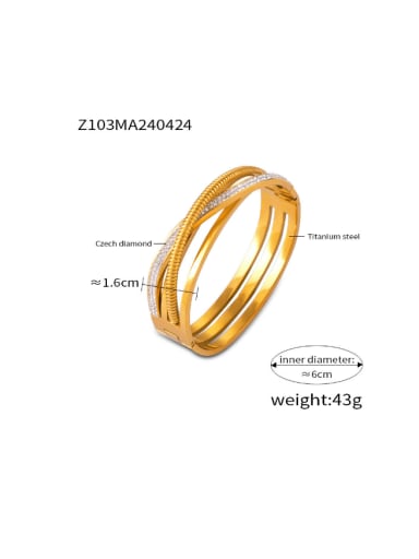 Z103 Golden Bracelet Titanium Steel Cubic Zirconia Geometric Hip Hop Band Bangle