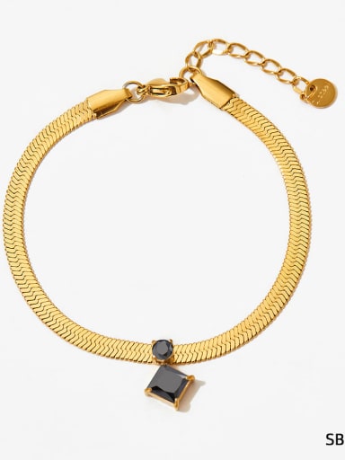 SBK107 Necklace Black Stainless steel Cubic Zirconia Hip Hop Snake  bone chain Bracelet and Necklace Set