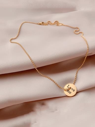 Gold necklace 40+5cm Titanium 316L Stainless Steel Letter Minimalist Bead Chain Necklace with e-coated waterproof