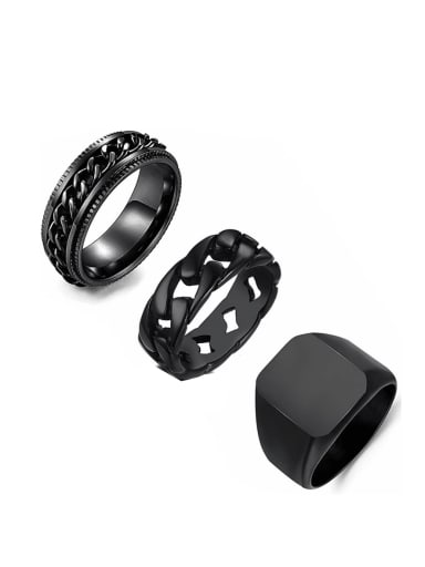 Stainless steel Geometric Hip Hop Stackable Ring Set