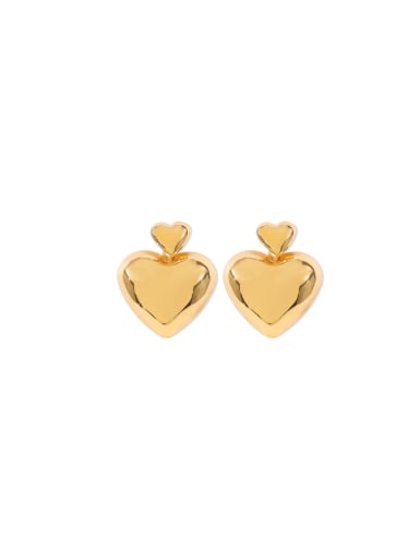 golden Alloy Heart Trend Stud Earring
