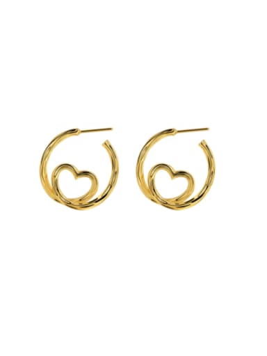 Brass Geometric Heart Minimalist Hoop Earring