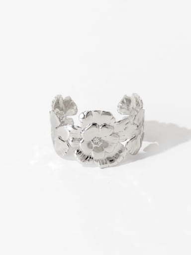 Stainless steel Flower Trend Cuff Bangle