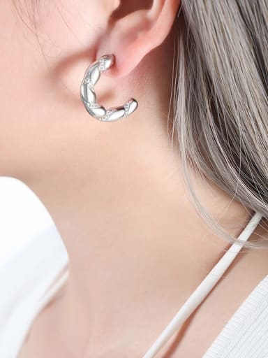 F861 Steel Color Earrings Titanium Steel Geometric Trend Stud Earring