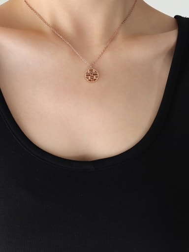 P451 rose gold necklace Titanium Steel Round Trend Necklace