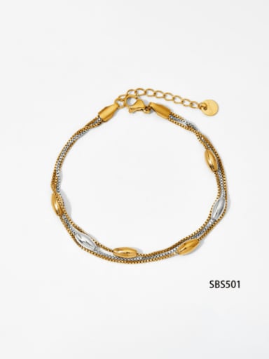 Gold + Steel Bracelet SBS501 Stainless steel Minimalist Multi-Layer Chain  Bracelet and Necklace Set