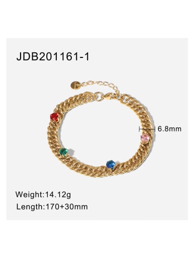 JDB201161 1 Stainless steel Cubic Zirconia Geometric Trend Link Bracelet