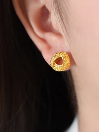 F951 Gold Earrings Titanium Steel Geometric Vintage Stud Earring