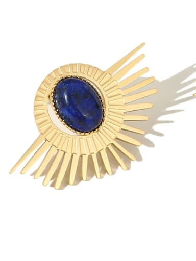 SE21050615 Vintage Geometric Titanium Steel Blue Earring Ring and Necklace Set