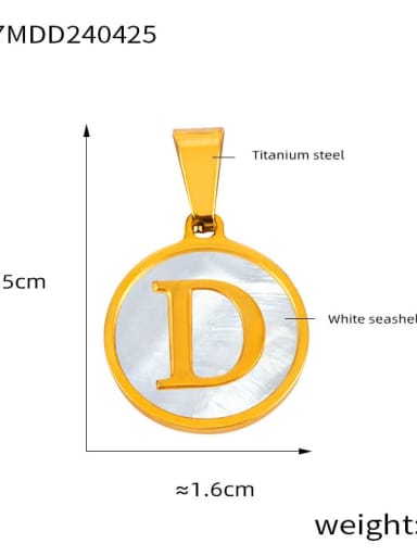 D77 Golden Letter D Pendant Titanium Steel Shell Minimalist Letter  Pendant