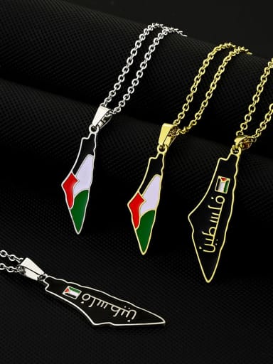 Titanium Steel Enamel Medallion Ethnic Israel and Palestine titanium steel pendants Necklace