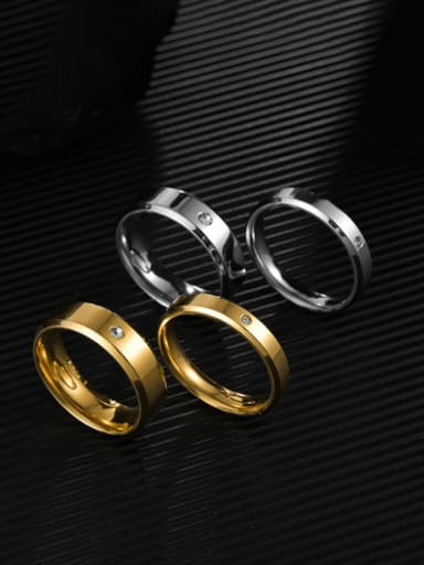 custom Stainless steel Rhinestone Geometric Minimalist Couple Ring