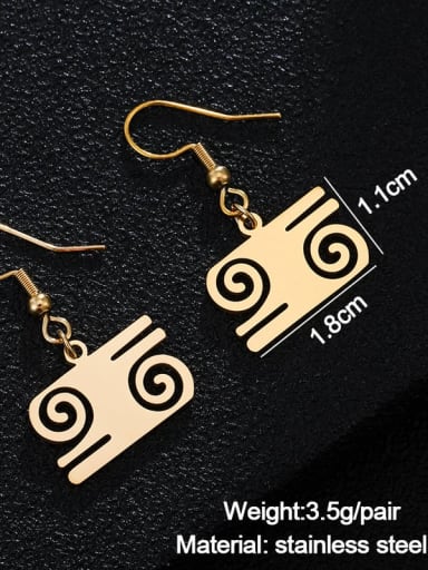 No. 3 Gold Stainless steel Geometric Ethnic African Pendant Hook Earring