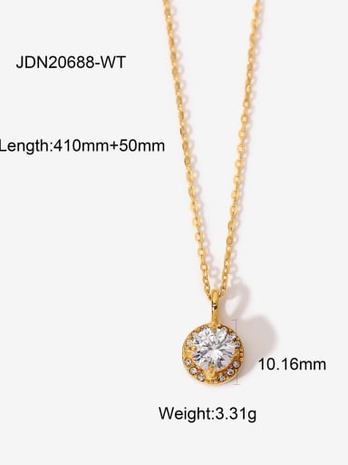 JDN20688 WT Stainless steel Cubic Zirconia Round Dainty Necklace