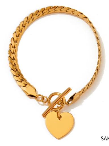 SAK747 Gold Bracelet Trend Heart Stainless steel Bracelet and Necklace Set