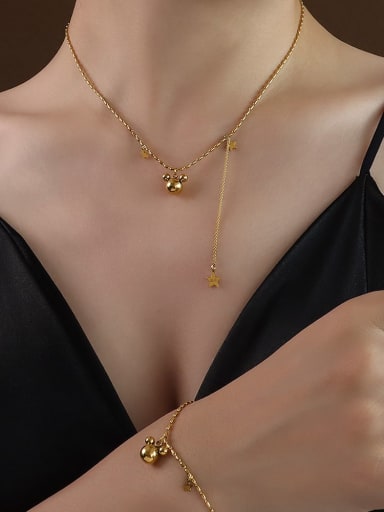 P556 gold necklace 40+ 5cm Titanium 316L Stainless Steel Bead Minimalist Irregular  Braclete and Necklace Set with e-coated waterproof