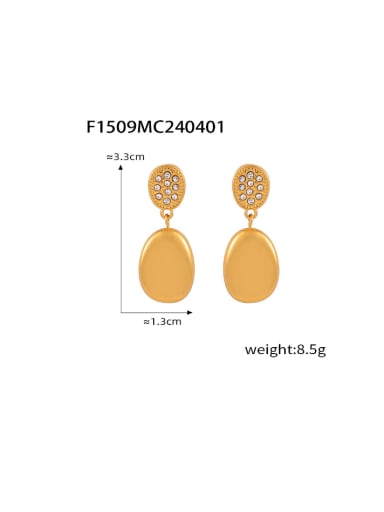 F1509 Gold Earrings Titanium Steel Rhinestone Geometric Minimalist Drop Earring