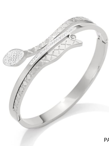 Stainless steel Cubic Zirconia Snake Trend Cuff Bangle