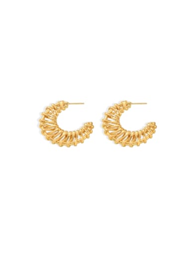 F1570 Golden Earrings Brass Geometric Hip Hop Stud Earring