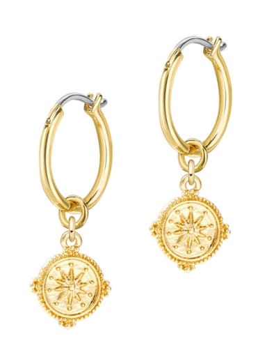 custom European and American alloy KC gold coin awn star Diamond Earrings