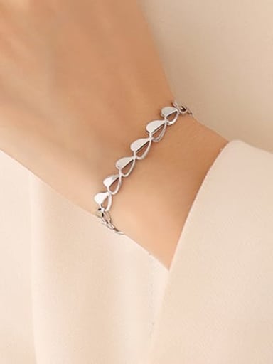 E319 steel bracelet 15+ 5cm Titanium Steel Minimalist Heart  Bracelet and Necklace Set