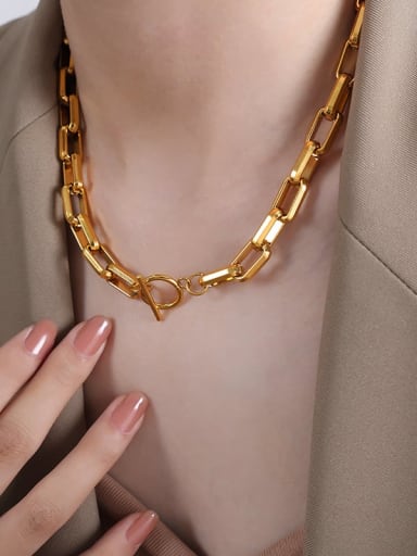 Titanium Steel Hip Hop Geometric  Chain Bracelet and Necklace Set