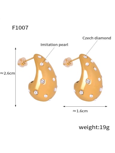 F1007,pearl Gold earrings Titanium Steel Drop Metal Earring with 6 styles