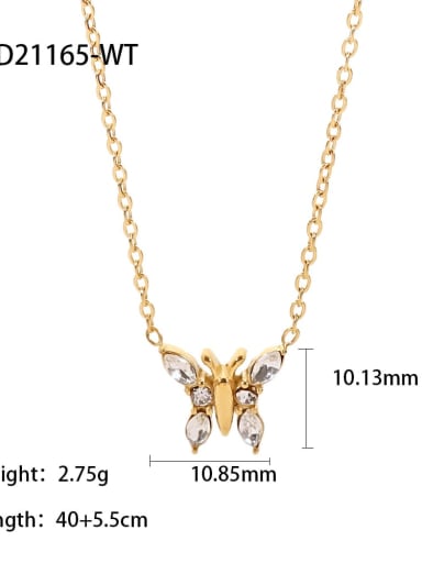 JDN21165 WT Stainless steel Cubic Zirconia Butterfly Minimalist Necklace