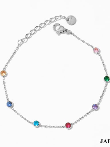 Geometric Dainty Stainless steel Cubic Zirconia Anklet