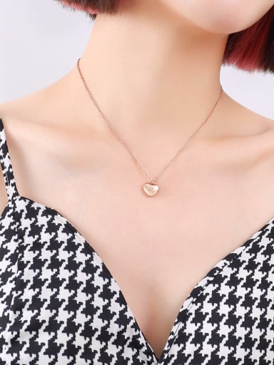 P051 rose peach heart necklace 40+ 5cm Titanium Steel Heart Minimalist Necklace