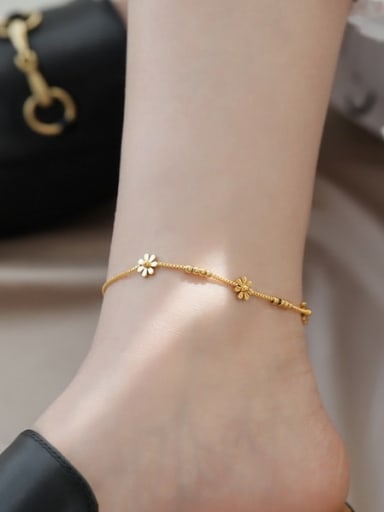 JL037 Daisy Bean Feet Chain Gold Titanium Steel Flower Minimalist  Anklet