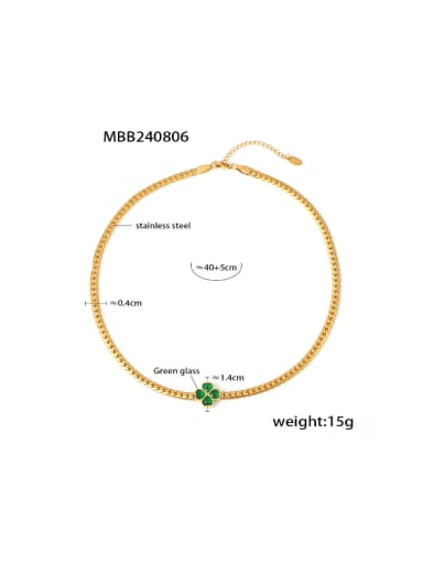 TXP077 emerald necklace Stainless steel Cubic Zirconia Minimalist Clover Ring Bracelet and Necklace Set