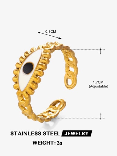 Golden Eye Ring White Stainless steel Enamel Heart Trend Band Ring