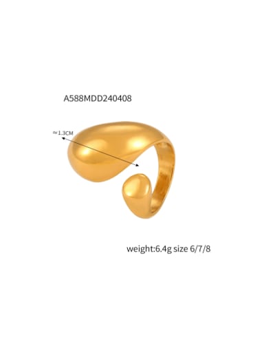 A588 Gold Ring Stainless steel Cubic Zirconia Geometric Hip Hop Band Ring