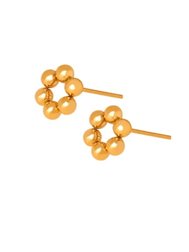 F948 gold Titanium Steel Bead Flower Minimalist Stud Earring