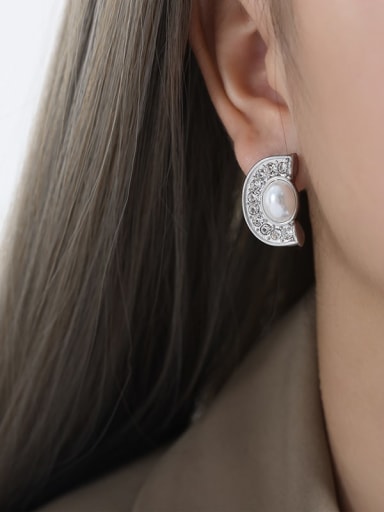 Titanium Steel Imitation Pearl Geometric Dainty Stud Earring