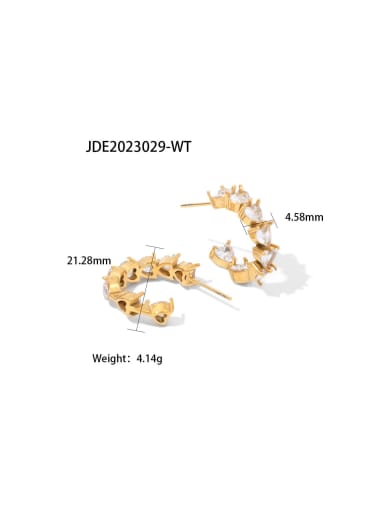 JDE2023029 WT Stainless steel Cubic Zirconia Geometric Dainty Hoop Earring
