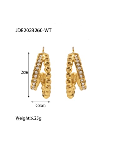 JDE2023260 WT Stainless steel Rhinestone Geometric Vintage Stud Earring