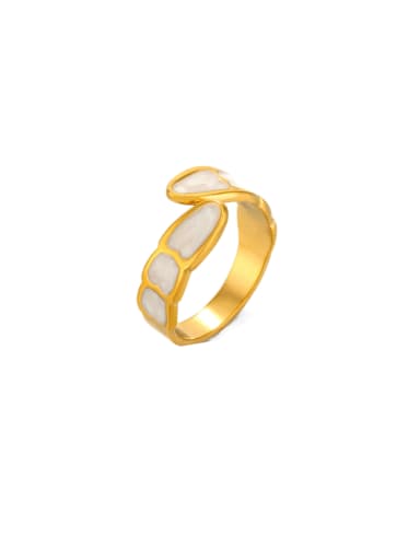 Gold Ring White Stainless steel Enamel Irregular Hip Hop Band Ring