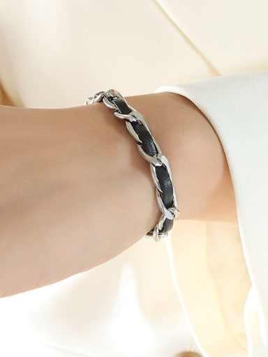 Titanium Steel Artificial Leather  Vintage Irregular  Chain Bracelet and Necklace Set