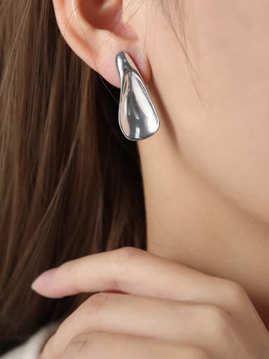 F1047 Steel Color Earrings Titanium Steel Geometric Trend Stud Earring